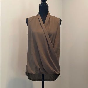 Sleeveless Faux Wrap Hi-Low Top